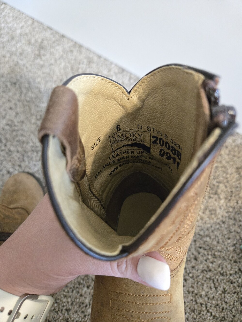 Smoky Tan Brown Kids Western Cowboy Boots - Picture 6 of 6
